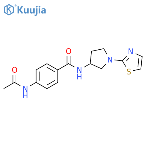 4-acetamido-N-[1-(1,3-thiazol-2-yl)pyrrolidin-3-yl]benzamide structure