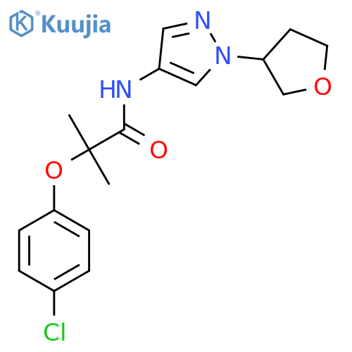 2-(4-chlorophenoxy)-2-methyl-N-[1-(oxolan-3-yl)-1H-pyrazol-4-yl]propanamide structure