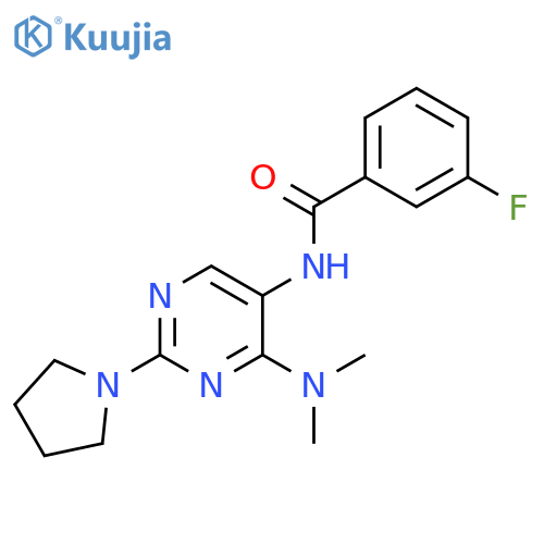 N-[4-(dimethylamino)-2-(pyrrolidin-1-yl)pyrimidin-5-yl]-3-fluorobenzamide structure
