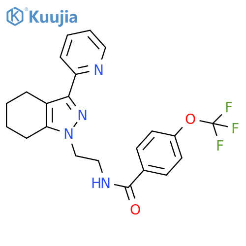 N-{2-[3-(pyridin-2-yl)-4,5,6,7-tetrahydro-1H-indazol-1-yl]ethyl}-4-(trifluoromethoxy)benzamide structure