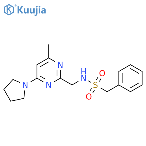 N-{4-methyl-6-(pyrrolidin-1-yl)pyrimidin-2-ylmethyl}-1-phenylmethanesulfonamide structure