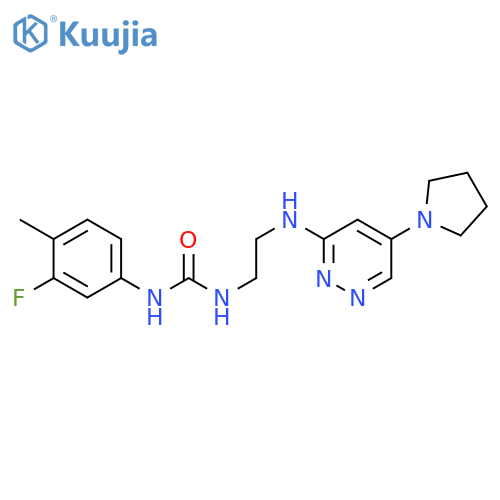 1-(3-fluoro-4-methylphenyl)-3-(2-{5-(pyrrolidin-1-yl)pyridazin-3-ylamino}ethyl)urea structure