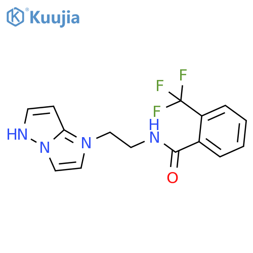 N-(2-{1H-pyrazolo[1,5-a]imidazol-1-yl}ethyl)-2-(trifluoromethyl)benzamide structure