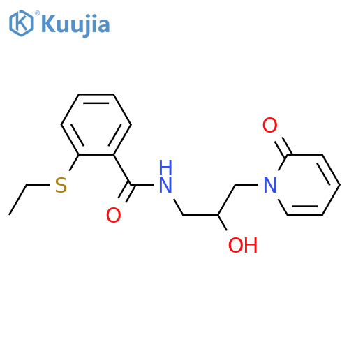 2-ethylsulfanyl-N-[2-hydroxy-3-(2-oxopyridin-1-yl)propyl]benzamide structure