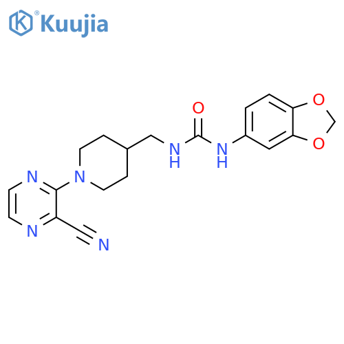 3-(2H-1,3-benzodioxol-5-yl)-1-{[1-(3-cyanopyrazin-2-yl)piperidin-4-yl]methyl}urea structure