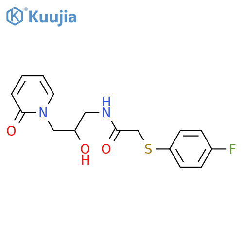 2-(4-fluorophenyl)sulfanyl-N-[2-hydroxy-3-(2-oxopyridin-1-yl)propyl]acetamide structure