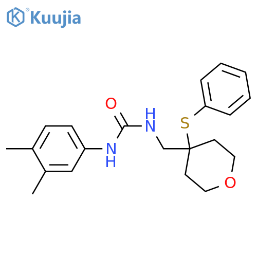1-(3,4-dimethylphenyl)-3-{[4-(phenylsulfanyl)oxan-4-yl]methyl}urea structure
