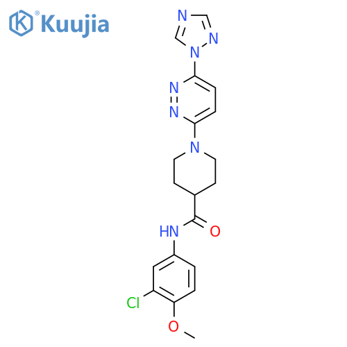 1-(6-(1H-1,2,4-triazol-1-yl)pyridazin-3-yl)-N-(3-chloro-4-methoxyphenyl)piperidine-4-carboxamide structure