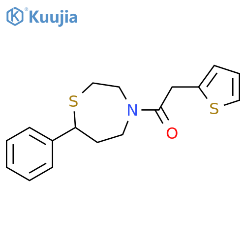 1-(7-phenyl-1,4-thiazepan-4-yl)-2-(thiophen-2-yl)ethan-1-one structure