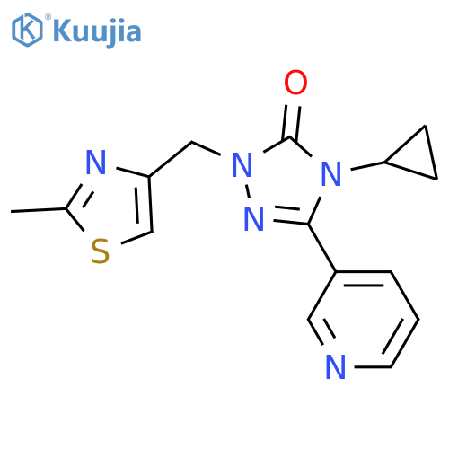 4-cyclopropyl-1-[(2-methyl-1,3-thiazol-4-yl)methyl]-3-(pyridin-3-yl)-4,5-dihydro-1H-1,2,4-triazol-5-one structure