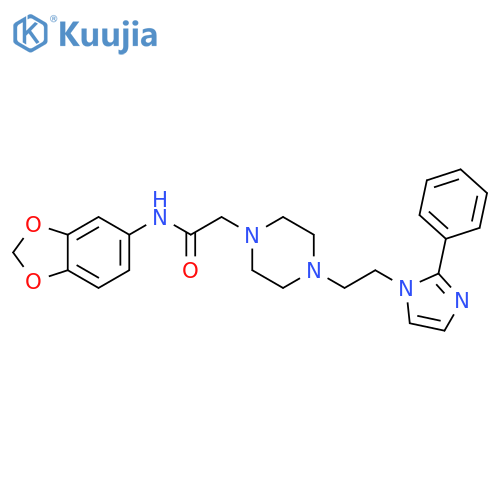 N-(2H-1,3-benzodioxol-5-yl)-2-{4-[2-(2-phenyl-1H-imidazol-1-yl)ethyl]piperazin-1-yl}acetamide structure