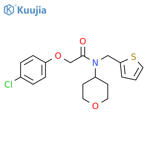 2-(4-chlorophenoxy)-N-(oxan-4-yl)-N-[(thiophen-2-yl)methyl]acetamide structure