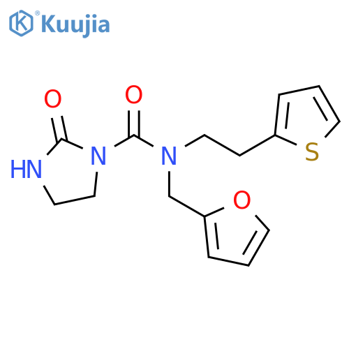 N-[(furan-2-yl)methyl]-2-oxo-N-[2-(thiophen-2-yl)ethyl]imidazolidine-1-carboxamide structure