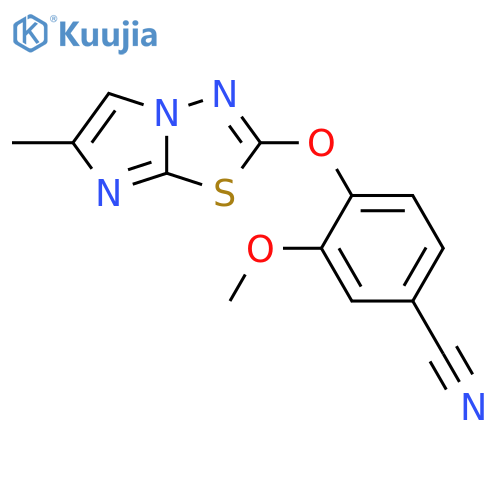 3-methoxy-4-({6-methylimidazo[2,1-b][1,3,4]thiadi
azol-2-yl}oxy)benzonitrile structure