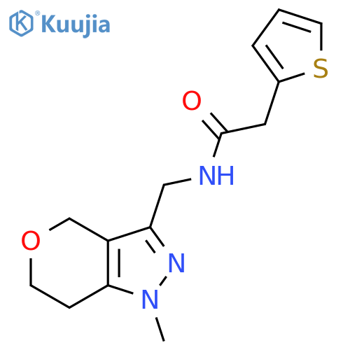 N-({1-methyl-1H,4H,6H,7H-pyrano4,3-cpyrazol-3-yl}methyl)-2-(thiophen-2-yl)acetamide structure