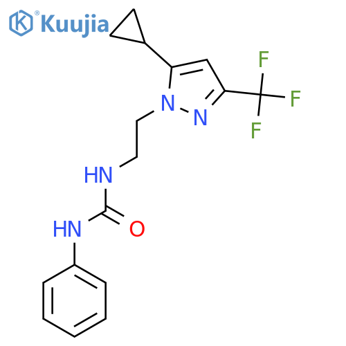 3-{2-5-cyclopropyl-3-(trifluoromethyl)-1H-pyrazol-1-ylethyl}-1-phenylurea structure