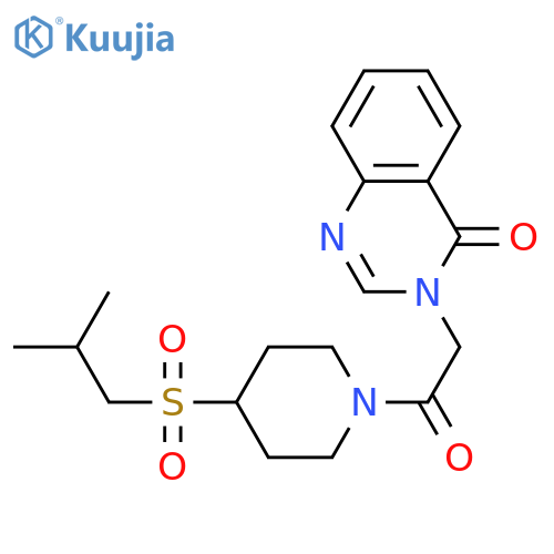 3-{2-[4-(2-methylpropanesulfonyl)piperidin-1-yl]-2-oxoethyl}-3,4-dihydroquinazolin-4-one structure