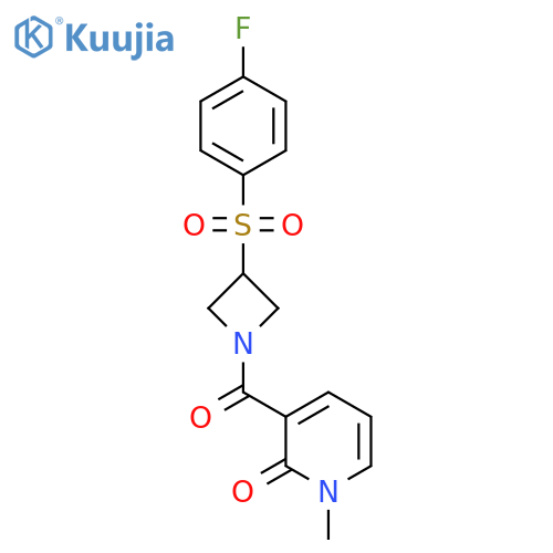 3-3-(4-fluorobenzenesulfonyl)azetidine-1-carbonyl-1-methyl-1,2-dihydropyridin-2-one structure