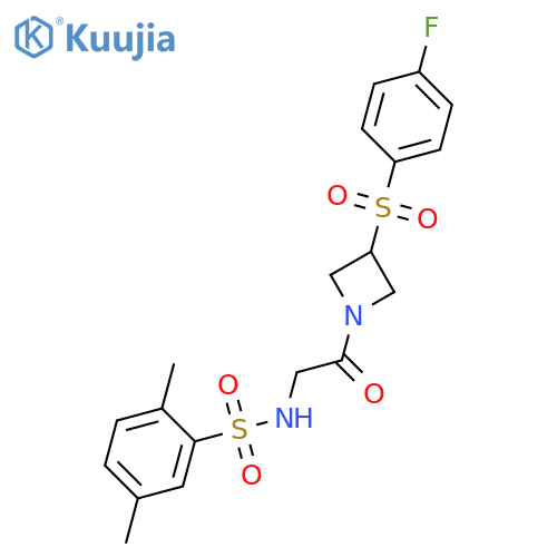 N-{2-3-(4-fluorobenzenesulfonyl)azetidin-1-yl-2-oxoethyl}-2,5-dimethylbenzene-1-sulfonamide structure
