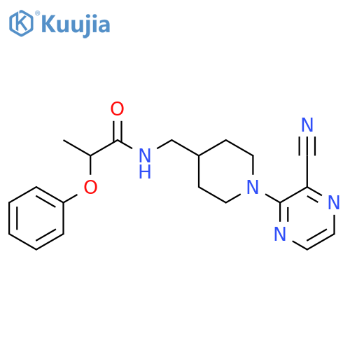 N-{[1-(3-cyanopyrazin-2-yl)piperidin-4-yl]methyl}-2-phenoxypropanamide structure