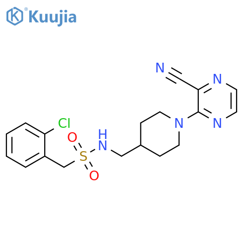 1-(2-chlorophenyl)-N-{[1-(3-cyanopyrazin-2-yl)piperidin-4-yl]methyl}methanesulfonamide structure