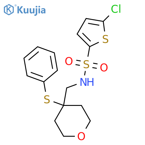 5-chloro-N-{[4-(phenylsulfanyl)oxan-4-yl]methyl}thiophene-2-sulfonamide structure