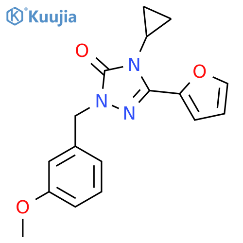 4-cyclopropyl-3-(furan-2-yl)-1-(3-methoxyphenyl)methyl-4,5-dihydro-1H-1,2,4-triazol-5-one structure