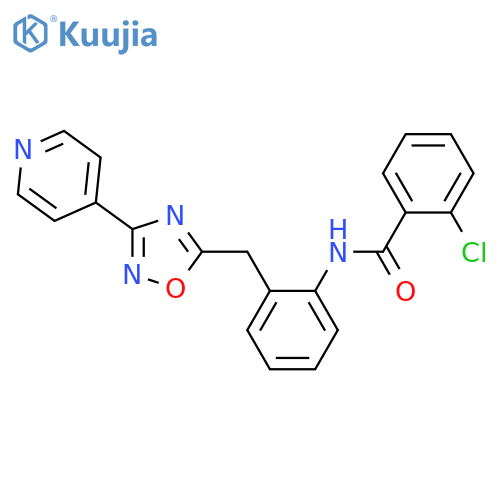 2-chloro-N-(2-{[3-(pyridin-4-yl)-1,2,4-oxadiazol-5-yl]methyl}phenyl)benzamide structure
