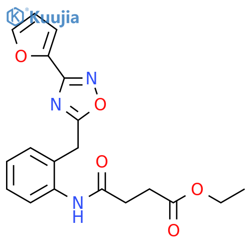 ethyl 3-[(2-{[3-(furan-2-yl)-1,2,4-oxadiazol-5-yl]methyl}phenyl)carbamoyl]propanoate structure