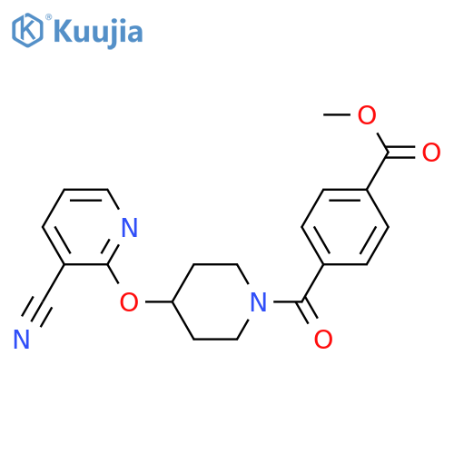 methyl 4-{4-[(3-cyanopyridin-2-yl)oxy]piperidine-1-carbonyl}benzoate structure