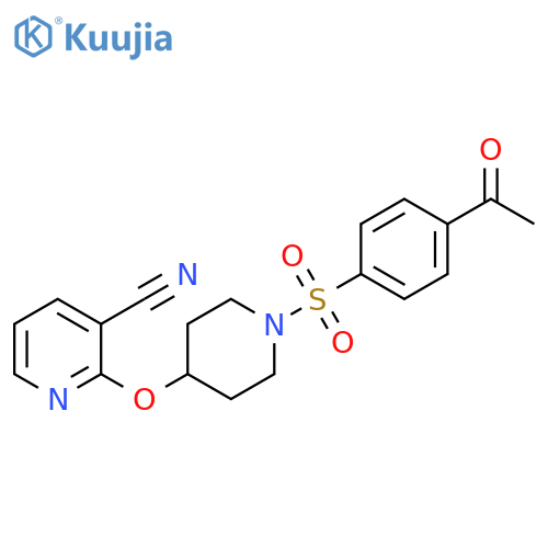 2-{[1-(4-acetylbenzenesulfonyl)piperidin-4-yl]oxy}pyridine-3-carbonitrile structure