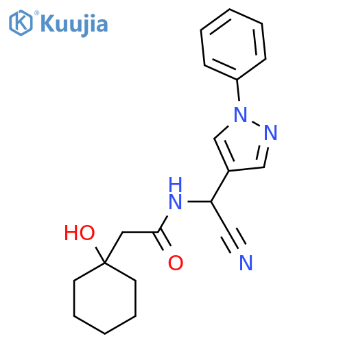 N-[cyano(1-phenyl-1H-pyrazol-4-yl)methyl]-2-(1-hydroxycyclohexyl)acetamide structure