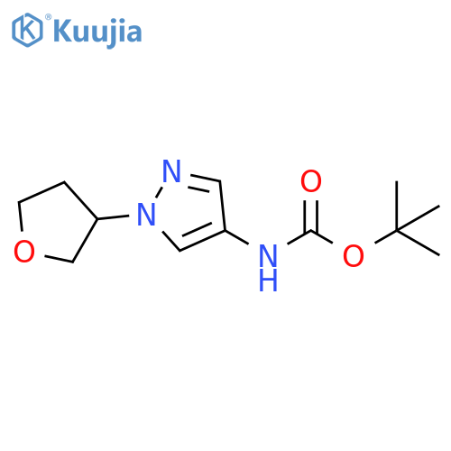 Carbamic acid, N-[1-(tetrahydro-3-furanyl)-1H-pyrazol-4-yl]-, 1,1-dimethylethyl ester structure