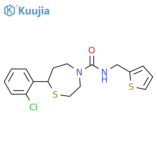 7-(2-chlorophenyl)-N-[(thiophen-2-yl)methyl]-1,4-thiazepane-4-carboxamide structure