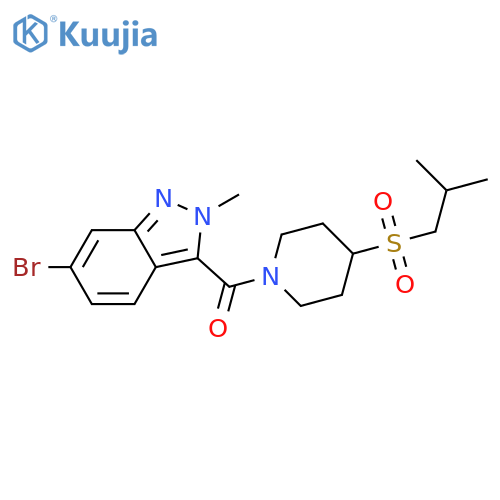 6-bromo-2-methyl-3-[4-(2-methylpropanesulfonyl)piperidine-1-carbonyl]-2H-indazole structure