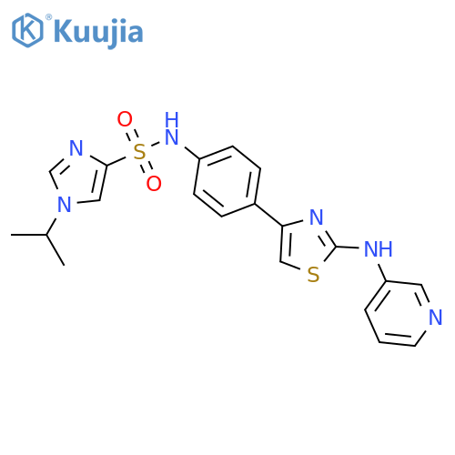 1-propan-2-yl-N-[4-[2-(pyridin-3-ylamino)-1,3-thiazol-4-yl]phenyl]imidazole-4-sulfonamide structure