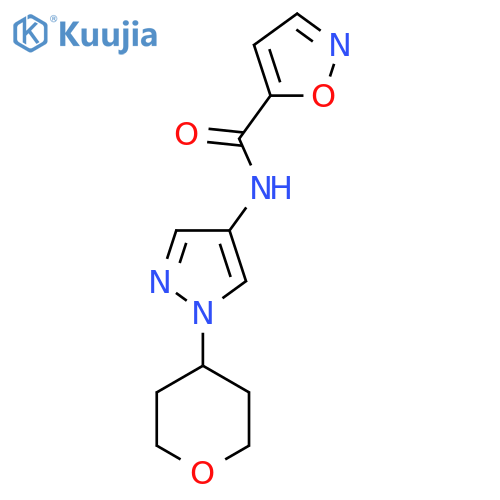 N-(1-(tetrahydro-2H-pyran-4-yl)-1H-pyrazol-4-yl)isoxazole-5-carboxamide structure