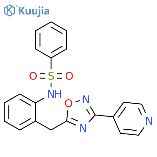 N-(2-{[3-(pyridin-4-yl)-1,2,4-oxadiazol-5-yl]methyl}phenyl)benzenesulfonamide structure