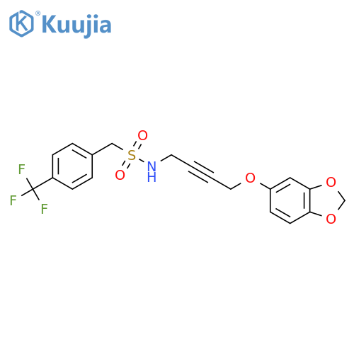 N-4-(2H-1,3-benzodioxol-5-yloxy)but-2-yn-1-yl-1-4-(trifluoromethyl)phenylmethanesulfonamide structure