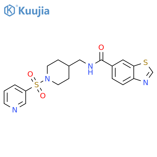 N-{1-(pyridine-3-sulfonyl)piperidin-4-ylmethyl}-1,3-benzothiazole-6-carboxamide structure