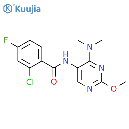 2-chloro-N-4-(dimethylamino)-2-methoxypyrimidin-5-yl-4-fluorobenzamide structure