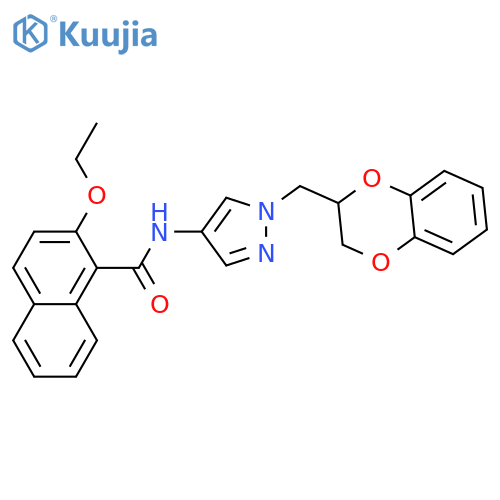N-[1-(2,3-dihydro-1,4-benzodioxin-3-ylmethyl)pyrazol-4-yl]-2-ethoxynaphthalene-1-carboxamide structure