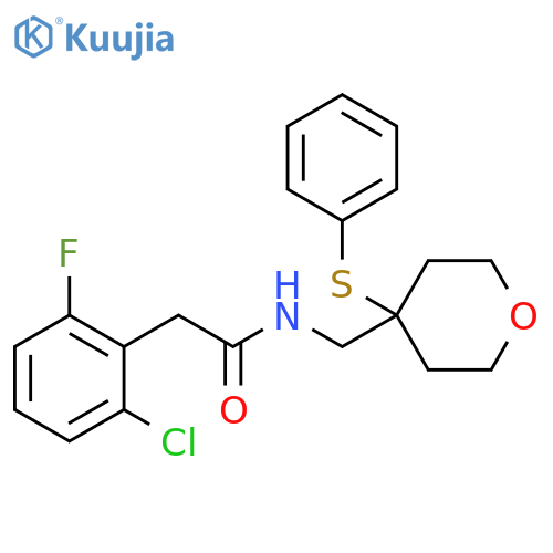2-(2-chloro-6-fluorophenyl)-N-{[4-(phenylsulfanyl)oxan-4-yl]methyl}acetamide structure