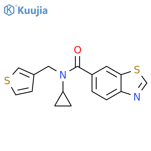 N-cyclopropyl-N-[(thiophen-3-yl)methyl]-1,3-benzothiazole-6-carboxamide structure