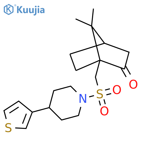 7,7-dimethyl-1-({4-(thiophen-3-yl)piperidin-1-ylsulfonyl}methyl)bicyclo2.2.1heptan-2-one structure