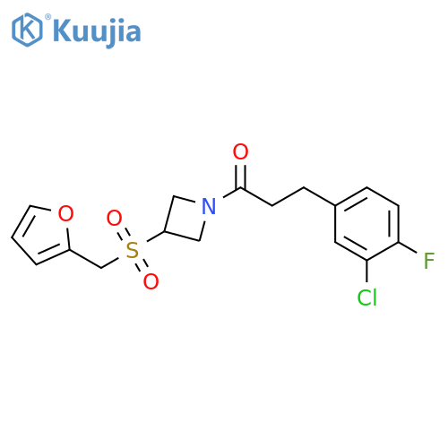 3-(3-chloro-4-fluorophenyl)-1-{3-(furan-2-yl)methanesulfonylazetidin-1-yl}propan-1-one structure