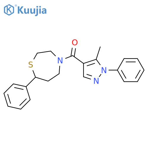 4-(5-methyl-1-phenyl-1H-pyrazole-4-carbonyl)-7-phenyl-1,4-thiazepane structure