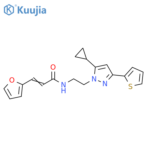 (2E)-N-{2-[5-cyclopropyl-3-(thiophen-2-yl)-1H-pyrazol-1-yl]ethyl}-3-(furan-2-yl)prop-2-enamide structure