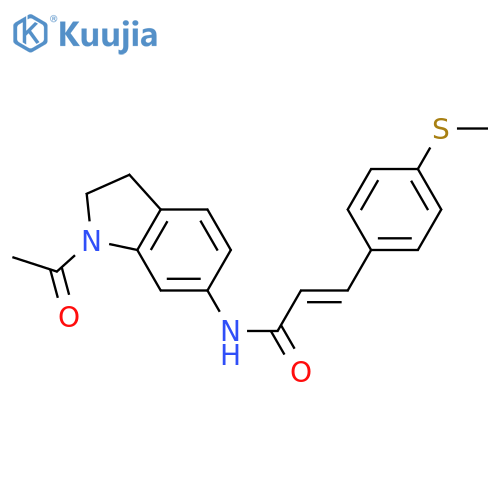 (2E)-N-(1-acetyl-2,3-dihydro-1H-indol-6-yl)-3-4-(methylsulfanyl)phenylprop-2-enamide structure