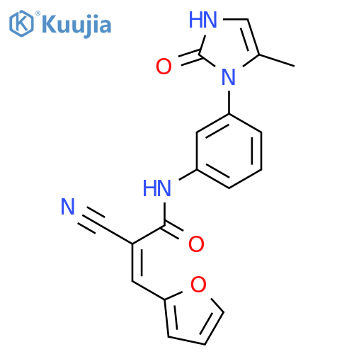 2-cyano-3-(furan-2-yl)-N-[3-(5-methyl-2-oxo-2,3-dihydro-1H-imidazol-1-yl)phenyl]prop-2-enamide structure